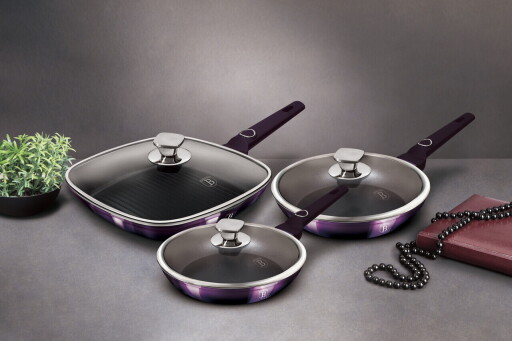 Set 3 tigai cu capac Berlinger Haus, Purple Eclipse, 20/24/28 cm, aluminiu forjat, mov
