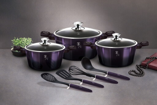 Set pentru gatit Berlinger Haus, Purple Eclipse, 10 piese, aluminiu forjat, mov